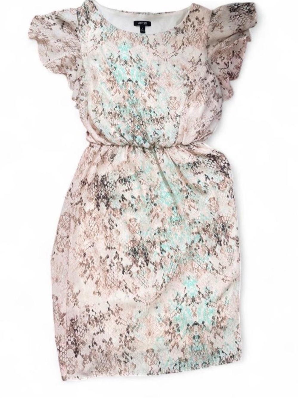 Apt. 9 Pastel Snake-Print Ruffle Sleeve Dress in Mint and Blush